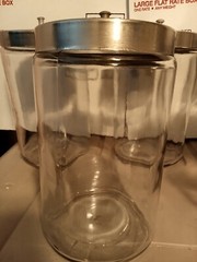 Medical Sundry Glass Jar, 4-inch outside diameter, vintage, used.