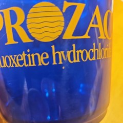 PROZAC 💊 Cobalt Blue Plastic Coffee Mug Cup Lilly 💊 Pharma Drug Advertising