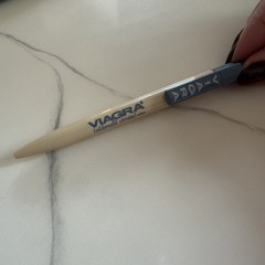 Vintage VIAGRA Drug Rep Click Pens Plastic Blue And Cream Pharmaceutical