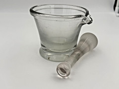 Heavy Blown Clear Glass Mortar & Pestle Set Hand‑Blown Vintage