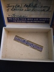 1949 Paper Hinged Prescription Pill Box KELLEY Pharmacy Burlington Vermont Ad RX