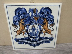 Blue Delft Pharmacy Handmade Pill Tile 1982 BURROUGHS