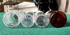 4 vtg medicine vials clear amber