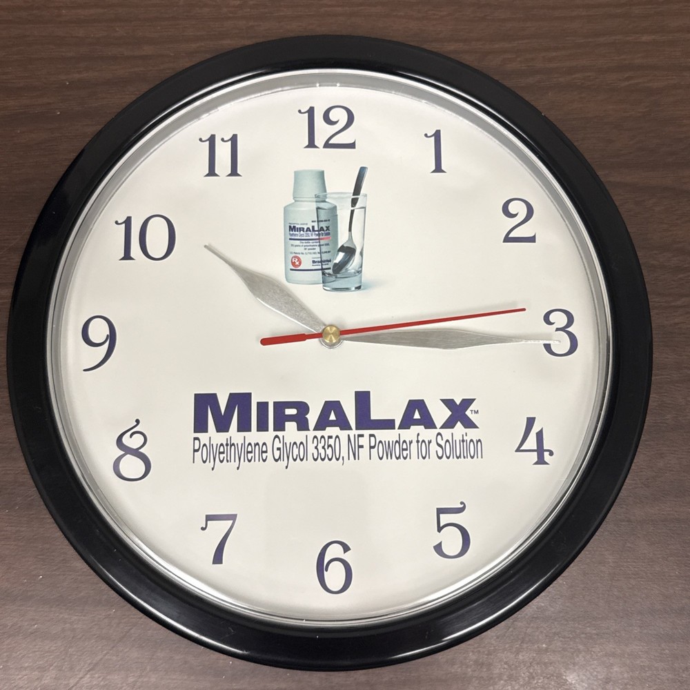 MiraLax Plastic Wall Clock Vintage Medicine Pharmaceutical Promotional Item
