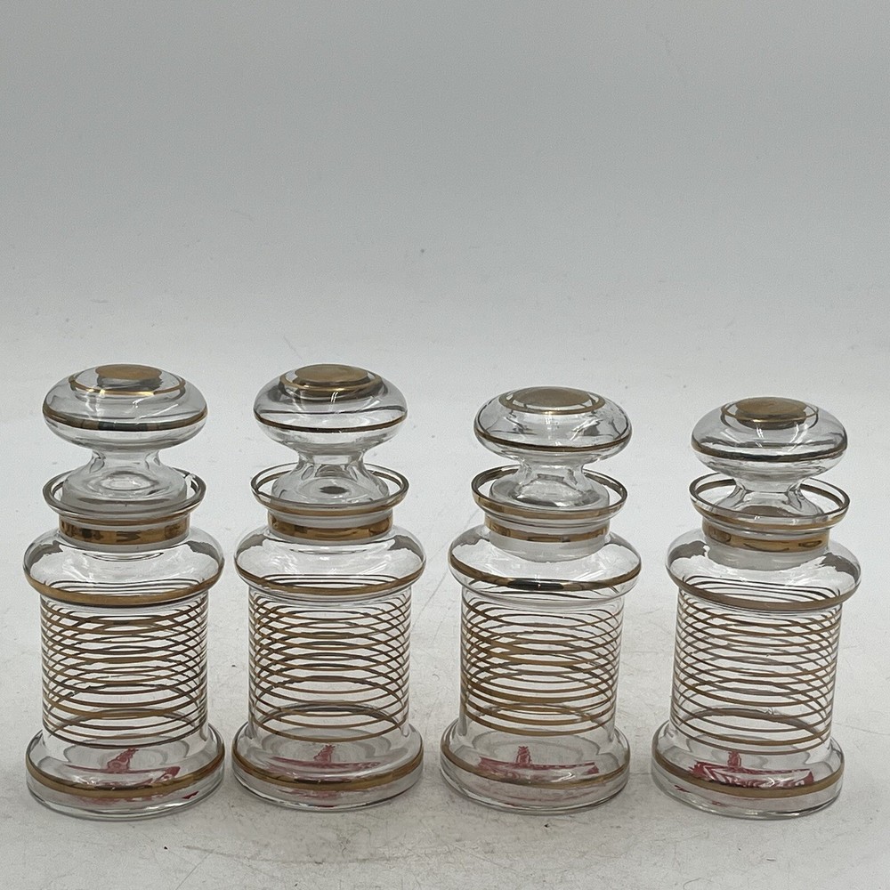 4- VTG WW2 APOTHECARY Jar Glass Medical Canister Winged United Logo Medicinal