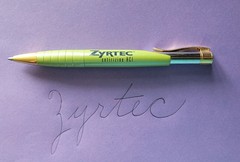 Zyrtec Cetirizine HCL Ballpoint Pen Pharmaceutical Black Ink Green Barrel Works