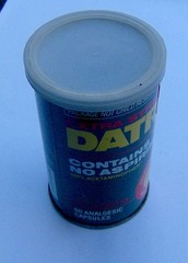 vintage 1970s DATRIL METAL CAN(!) pharmaceutical pain reliever Bristol Meyers