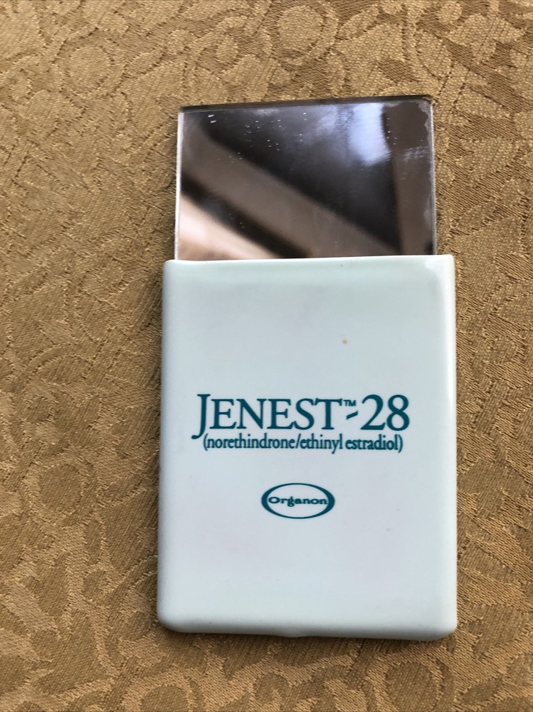 Pharmaceutical Drug Rep Promo JENEST-28 Portable Mirror Tiny Mark On Back Cover