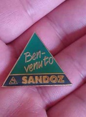 SANDOZ Pharmaceuticals pin LSD Albert Hofmann – BENVENUTO logo pin badge