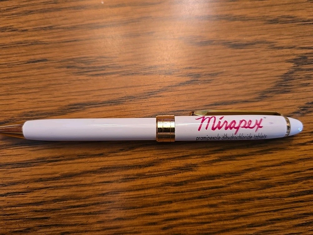 Mirapex Heavy Metal Drug Rep Pharmaceutical Pen Twist Cap Vintage