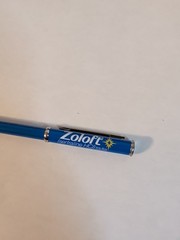 Zoloft Pharmaceutical Drug Blue Advertising Simple Clip On Click Rep Pen