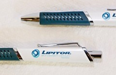 Drug Rep Pens 3 Heavy Metal Lipitor / Caduet New in Sleeve Blue Ink