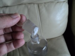 ANTIQUE HAND MADE CHEMIST / PHARMACY BOTTLE WITH STOPPER 17cm