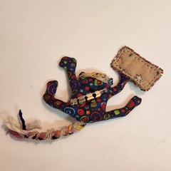 Vintage Hand Made “ Prozac Day “ Cloth Stuffed Goblin Monster Googley Eyes Pin