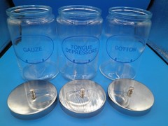 Grafco medical apothecary jars tongue depressors gauze applicators with lids