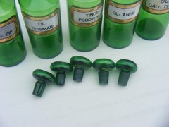 Antique Apothecary Bottles Green Pharmacy 5PC