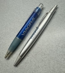 VIAGRA PENS Lot of 2 Metal Ball Point & Plastic Pharmaceutical Promo – Lot of 2