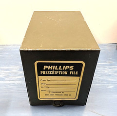 Phillips Pharmacy Prescription File Box West Coast Wholesale Drug Co Seattle Rx