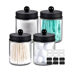 Amolliar 4 Pack Apothecary Jars Bathroom Vanity Storage Organizer S… Fast Ship