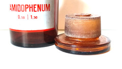 AMIDOPHENUM, Vintage Glass Apothecary Pharmacy Brown Jar, 100 ml, Cap