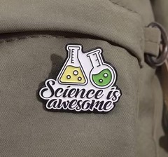 Science is Awesome Love Career Scientist Scientific Research Beaker Flask Pin