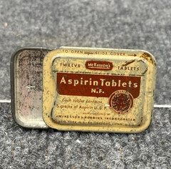 McKesson’s Aspirin Tablets Tin Slide Top 1 7/8” x 1 7/16” Pharmacy Advertising