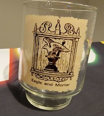 Set of 3 Rare 4″ Glass Tumbler early American Pharmacy sign art