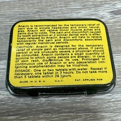 Vintage Anacin Twelve Tablets Empty Pocket Tin Advertising USA Jersey City NJ