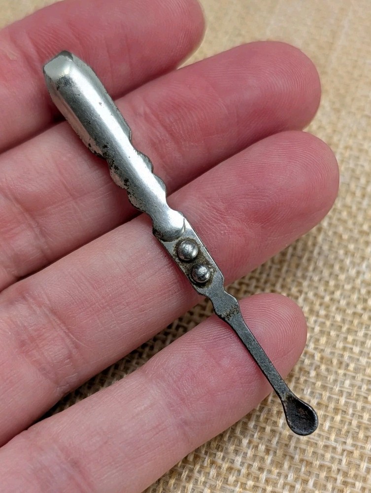 Vintage Silver Tone Measuring Spoon Tweezer End Pharmacy Pharmaceutical