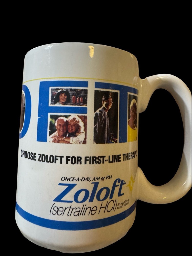 Zoloft First-Line Therapy Coffee Mug Pharmaceutical Promo Rep Advertising Pfizer