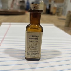 Vintage Abbott Nembutal pentobarbital empty bottle, rare pharmacy medication