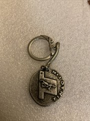 vintage TINACTIN pharmaceutical Keychain token ornate old coin metal