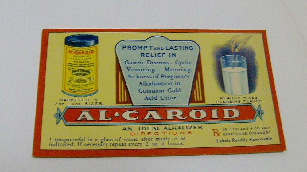 antique 1920s AL CAROID medical ADVERTISING CARD ink blotter ALKALIZER medicine