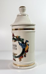 VTG PAPAVER FRUCTUS (Poppy Fruit) Apothecary Jar Pharma Craft Ceramic EUC