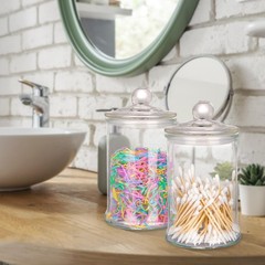 3 Pack Glass Apothecary Jars with Lids, 25oz Clear Bathroom Accessories Canis…