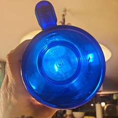 PROZAC 💊 Cobalt Blue Plastic Coffee Mug Cup Lilly 💊 Pharma Drug Advertising