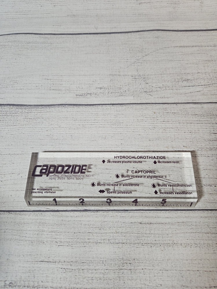 Vintage CAPOZIDE Pharmaceutical Promotional Ruler – Acrylic – 1990s – RARE!