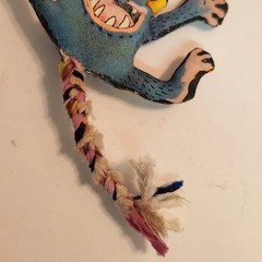 Vintage Hand Made “ Prozac Day “ Cloth Stuffed Goblin Monster Googley Eyes Pin