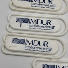 IMDUR Drug Rep Paperclip Promo White Plastic Lot of 9x – 3” Long