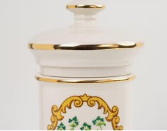 VINTAGE 1970’s SANICULA APOTHECARY JAR BOTANICAL PHARMACY CERAMIC POTTERY EUC