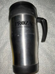 PROZAC Weekly Double Wall Tumbler Travel Mug Pharma Ad Promo See Pics