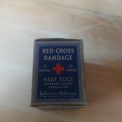 Vtg Red Cross Bandage Medical Original Box Johnson + Johnson Antique