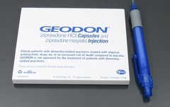 Pfizer Geodon Lot PEN, Sticky Pad Drug Rep Pharmaceutical Promo Advertising 2008