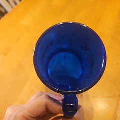 PROZAC 💊 Cobalt Blue Plastic Coffee Mug Cup Lilly 💊 Pharma Drug Advertising