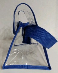 Vintage Vioxx Merck Plastic Vinyl Clear Bag Blue Hook And Loop Small Short Strap
