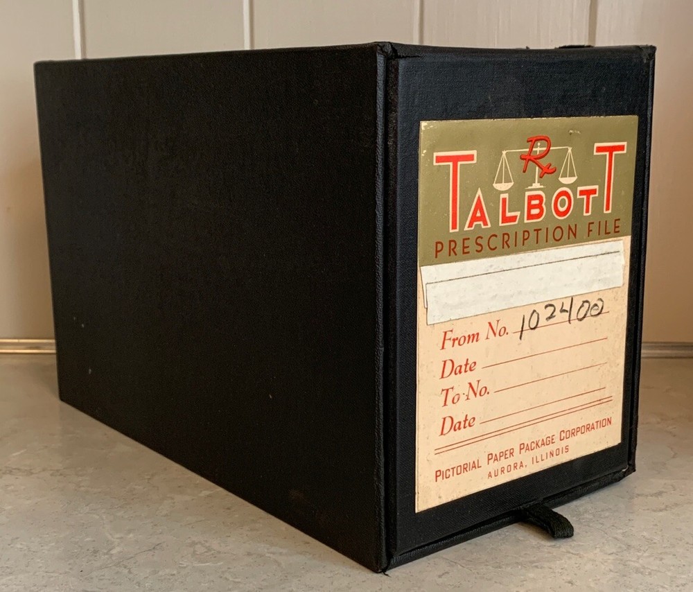 Vintage Pharmacy Prescription File Box Rx Apothecary Drug Store