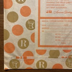 Vtg 1969-1970s Marble Pharmacy Paper Bag New Hartford Connecticut CT Advertising