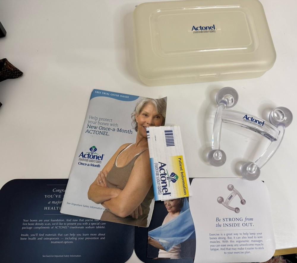Actonel Promotional Massage Roller Travel Case Osteoporosis Drug Promo Brochure
