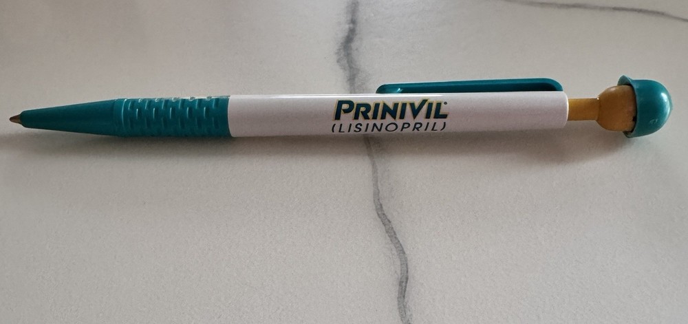 Pharmaceutical Pen Prinivil Lisinopril Drug Rep Promo Advertising Collectible