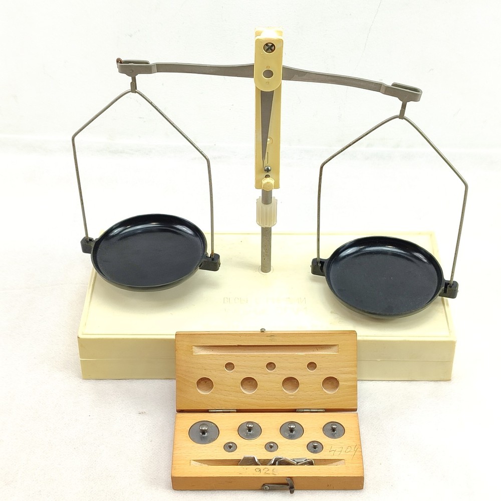 Vintage 1980s APOTHECARY Pharmacy Weights and Scales Set USSR devices